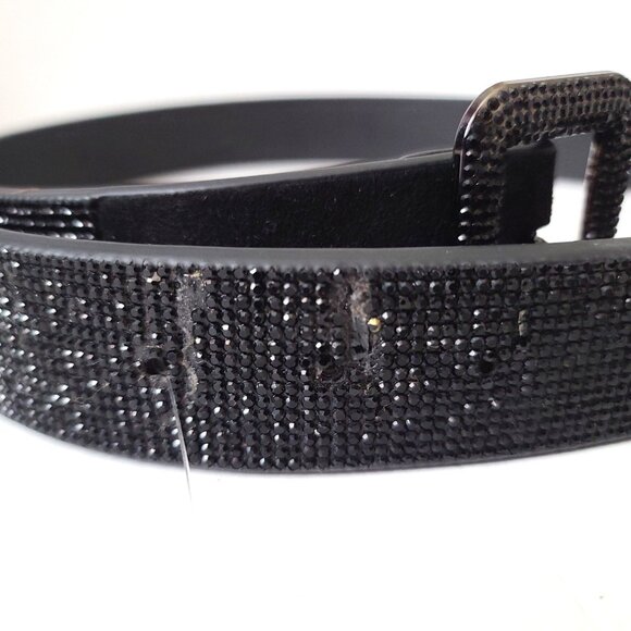 Anthropologie Square Gem Sequin Belt S Black 1 3/8\